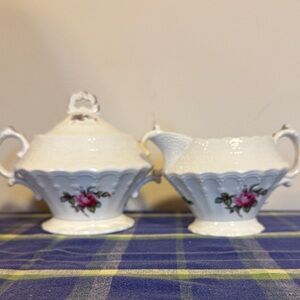 Spode's Jewel BILLINGSLEY ROSE creamer and sugar with lid